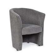 Armchair in wood and Anthracite fabric BELIZE 64,5x63x h76 cm