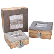 Wooden box 1-3 gray square cm18x18h9