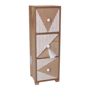 Rectangular brown wooden 3-drawer storage unit cm11,5x11,5h34