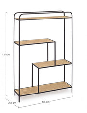 Shaped steel bookcase with four shelves Anthracite ELYOT 85,5x25,5x h131 cm