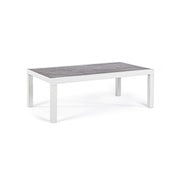 Outdoor coffee table in white aluminum KLEDI LUNAR 120x70x h43 cm
