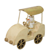 Metal car with gold snowman cm16x7h15
