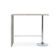 Rectangular concrete-colored peninsula with chromed leg 120x60xh.105 cm