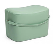 Rectangular pouf in imitation leather with GIONA handle Light Green 51x34x h35 vm