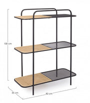 Shaped steel bookcase with three shelves Anthracite ELYOT 82x35x h100 cm