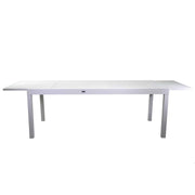 Extendable white aluminum garden table 90 x 210-280 x h 73 cm