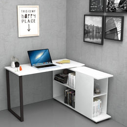 Desk with reversible bookcase Bianco OSLO 120x60x h74 cm