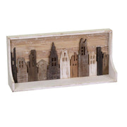 Shabby shelf with houses cm 82 x 20 x 38 h