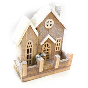 Wooden house with natural led cm26x14h30