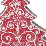 Red resin tree with white decorations cm16x5,7h24