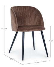Queen rust velvet steel chair 53 x 57 x 81.5 cm