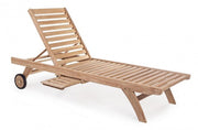 Sunbed with wheels in Teak