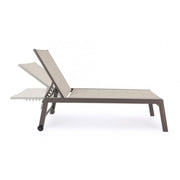High aluminum sunbed with wheels Hilde coffee