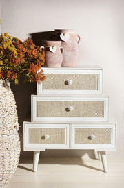 Living room chest of drawers in MDF with four drawers White MONTIEL 60x30,5x h70,5 cm