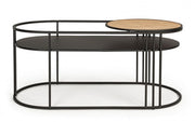 Elyot black oval steel coffee table