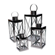 Square silver metal lantern 1-4 cm22,5x22h49,5