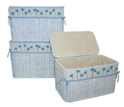 Light blue rattan trunk with lining