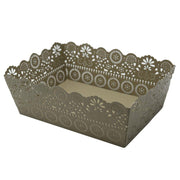 Rectangular dove gray metal tray cm22x15h7