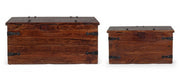 Set of 2 brown chests in fusion style wood
