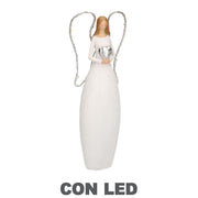 White resin angel with led and heart cm10x5h24