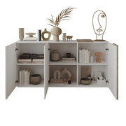 Contemporary Glossy White Oak 3-Door Sideboard - L.181 x H.86 x D.44 cm