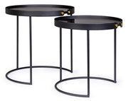 Set of 2 Zeina black steel coffee tables