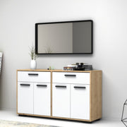 Multipurpose sideboard with four doors and two drawers White Oak TRUVA 140x40x h78 cm