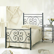 Single black wrought iron bed with footboard Firenze