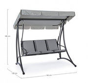 Three-seater steel rocking chair Anthracite GRELY 190x120x h185 cm