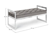 Sveva gray velvet bench 97 x 44 cm