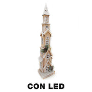 Wooden house with natural led cm14x12h69