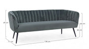Avril 3-seater gray velvet sofa