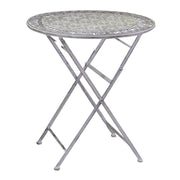Ragusa gray round metal table set with 2 folding chairs cm ø70h76