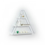 Triangular wall bookcase white pyramid noticeboard 74 x 13 x 61h cm