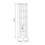 Light Mocha 5-Shelf Corner Bookcase 34x34x161 cm