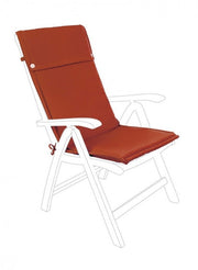 POLY outdoor cushion with orange red high backrest