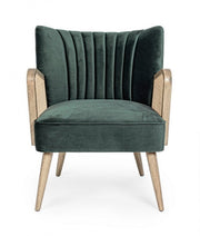 Virna green velvet vintage wooden armchair