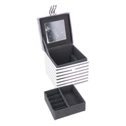 Black and white faux leather jewelery box cm10x10,5h9,5