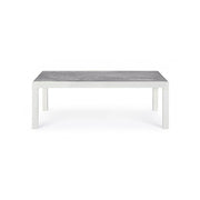 Outdoor coffee table in white aluminum KLEDI LUNAR 120x70x h43 cm