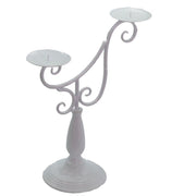 White Arezzo metal candle holder 2 places cm31x15,5h44