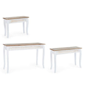 Set of 3 white wooden console tables in classic style