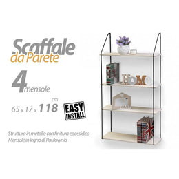 Scaffale slim da parete 4 ripiani cm 65 x 17 x 118 h