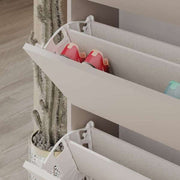 Light Mocha Flip-Top Shoe Cabinet with 4 Doors 73W x 26D x 154.5H cm