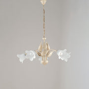 Chandelier in iron Ivory Gold five lights Alabaster White glass 68x h43 cm