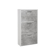 Shoe cabinet with 3 flaps white and concrete structure 61x25xh.115 cm
