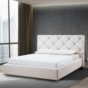 Container bed with capitonnè headboard in white eco-leather cm 188x212xh.119