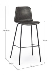Kyra anthracite leatherette vintage steel bar stool 39 x 44 x 103.5 cm