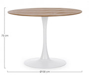 Natural style wooden and aluminum table Ø100a - 75h