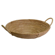 Natural rush basket with round handles cmø35xh8x35