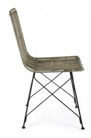 Contemporary style chair in steel and kubu Gray LUCILA 45x55x h85 cm